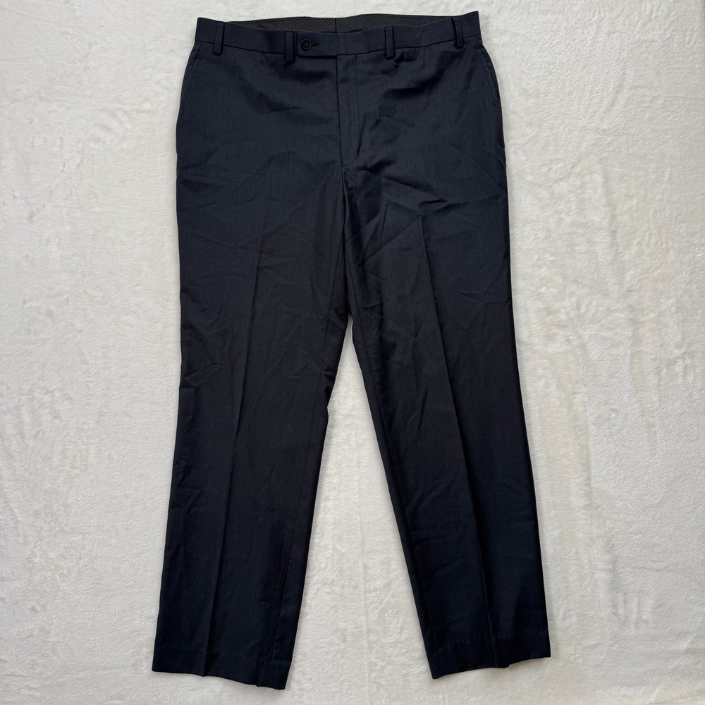 Calvin Klein Dress Pants Mens 36x29 Charcoal Grey Flat Front Straight Leg Slacks